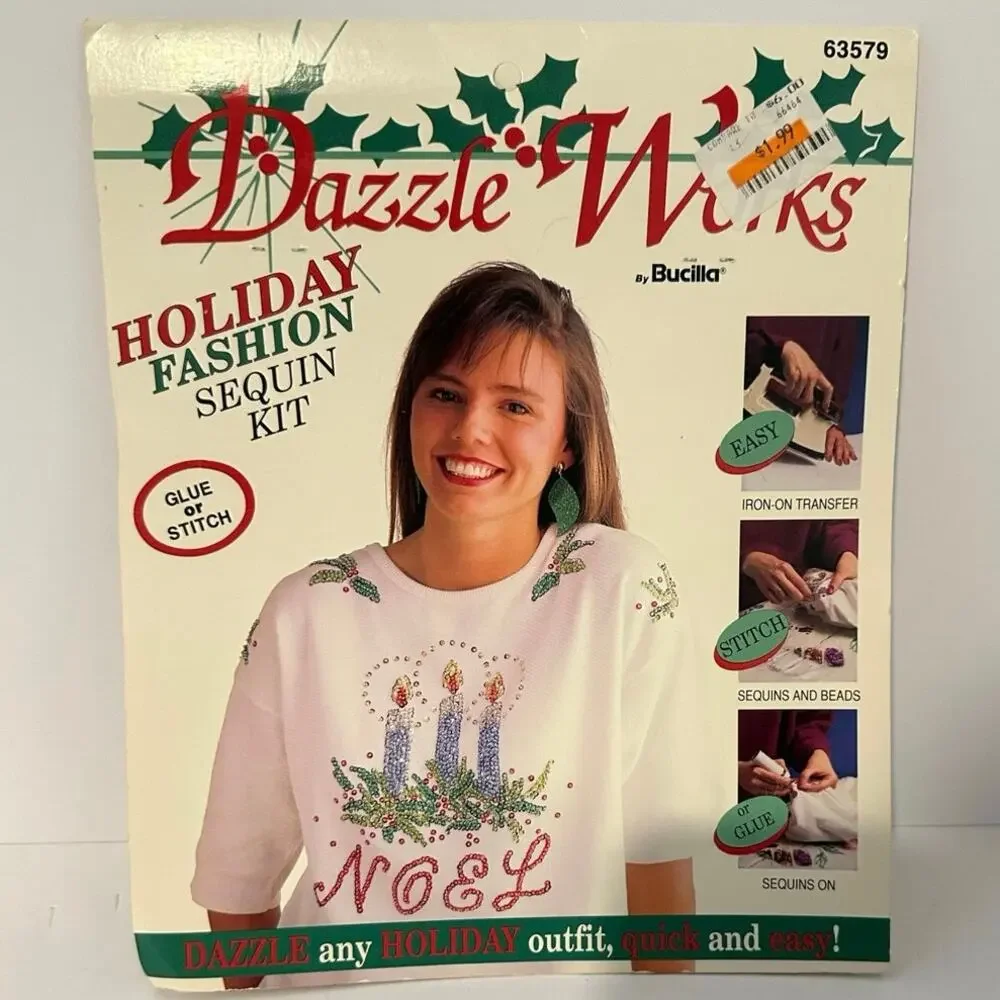Vintage Bucilla holiday shirt design new in package Dazzle Works